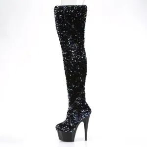 Sequin Platform Heel Thigh High Boots