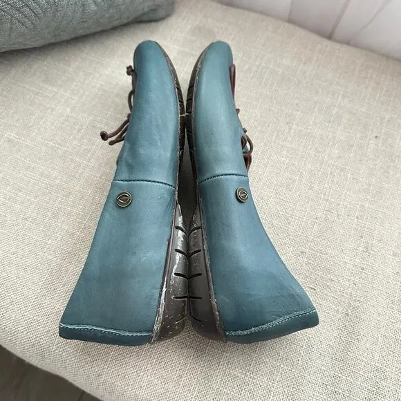 Sergio Tamani Tuka Women's Leather Tie Top Blue Flats Shoes Sz 38 (7.5)