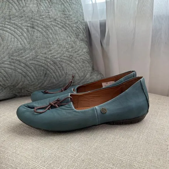 Sergio Tamani Tuka Women's Leather Tie Top Blue Flats Shoes Sz 38 (7.5)