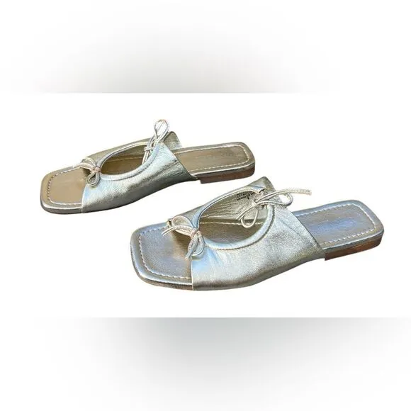 Seychelles Gold Takes Two Slide Sandal Square Toe Size 8