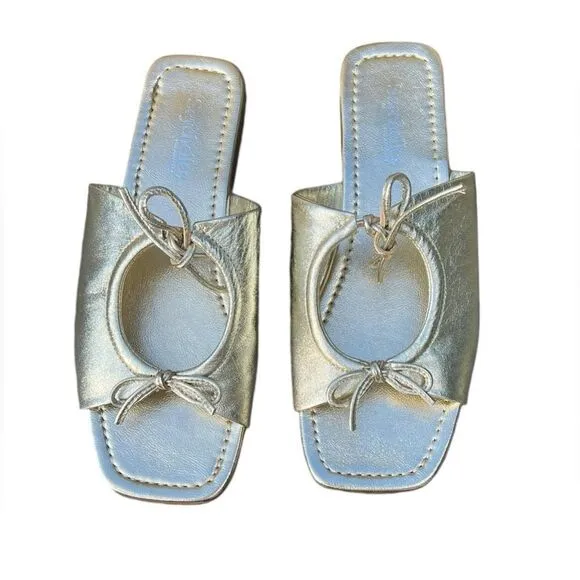 Seychelles Gold Takes Two Slide Sandal Square Toe Size 8
