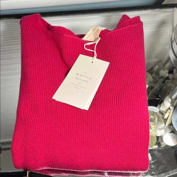 Sezane Clement Pull Sweater in Fuschia
