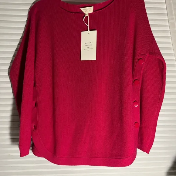 Sezane Clement Pull Sweater in Fuschia