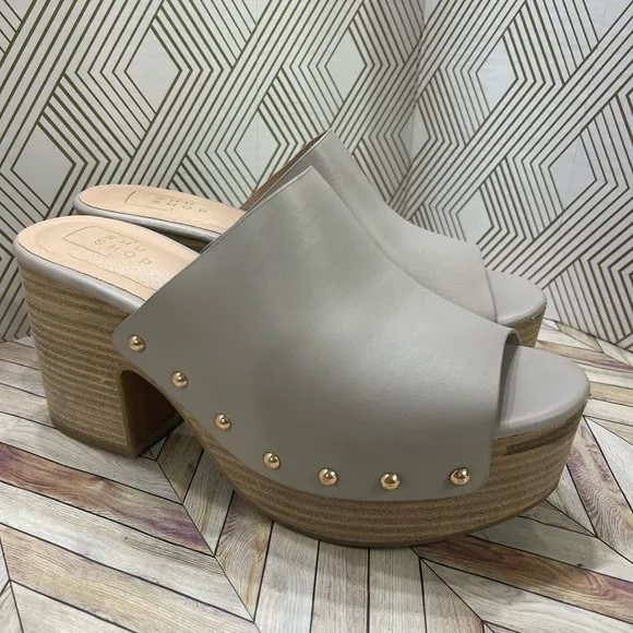 ShuShop Women's Gray Slide Sandals Gina Wedges size 8.5 SB2