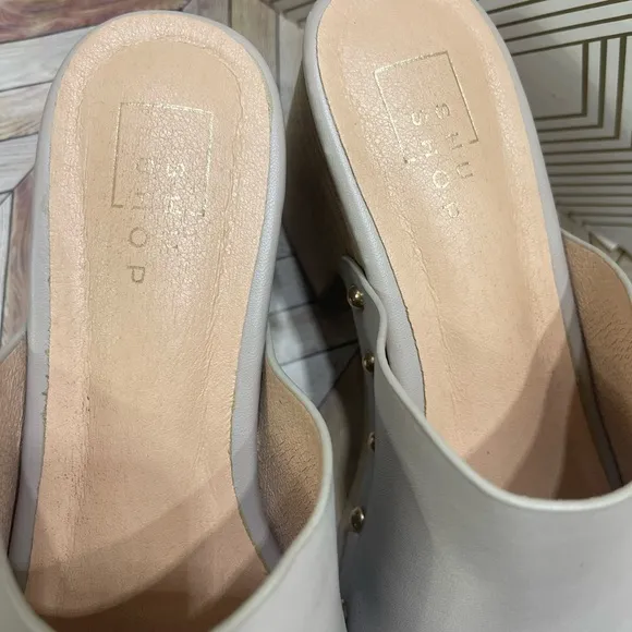 ShuShop Women's Gray Slide Sandals Gina Wedges size 8.5 SB2