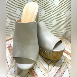 ShuShop Women's Gray Slide Sandals Gina Wedges size 8.5 SB2