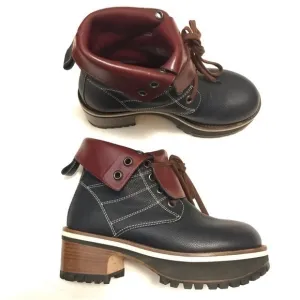 SIES MARJAN Lace-up Leather Platform Boots In Blue