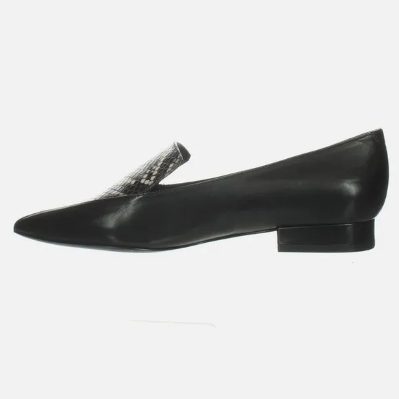 Sigerson Morrison Calida Roccia Loafers Snakeskin Black Leather Flat Shoes 37