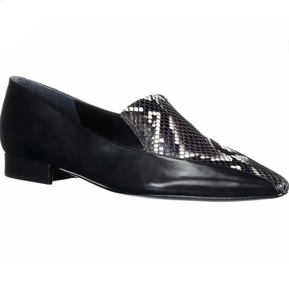 Sigerson Morrison Calida Roccia Loafers Snakeskin Black Leather Flat Shoes 37