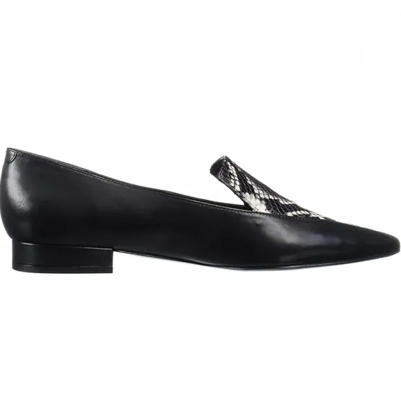 Sigerson Morrison Calida Roccia Loafers Snakeskin Black Leather Flat Shoes 37