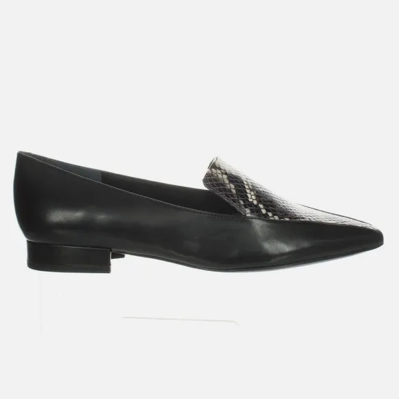 Sigerson Morrison Calida Roccia Loafers Snakeskin Black Leather Flat Shoes 37