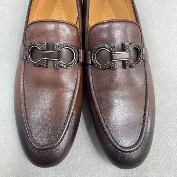 Sigotto Uomo Men's Size 7.5 Slip On Brown Leather Dress Shoes 3723
