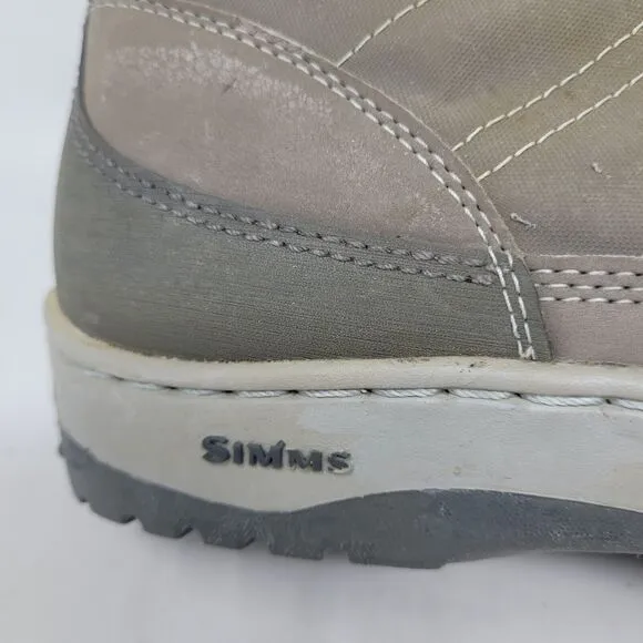 SIMMS Flats Taupe Brown Gray Leather Mesh Fishing Sneakers Shoes Boots Mens Sz 8