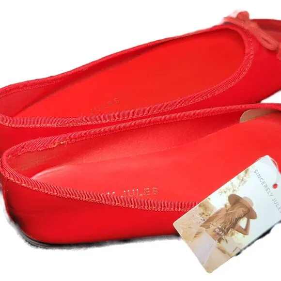 Sincerely Jules Bright Red Bowtie Ballet Flats in size US 8M