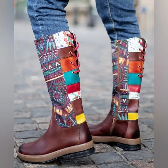 Socofy Bohemian Leather Boots