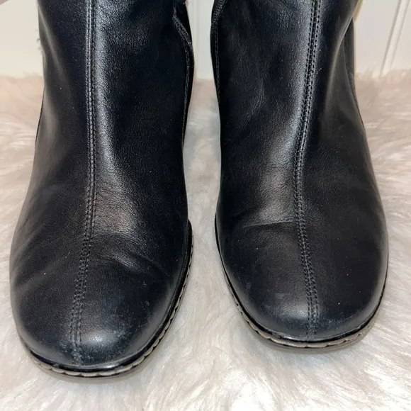 Sofft black leather knee boots side zip back lace up Whimsigoth witchy boho 8.5