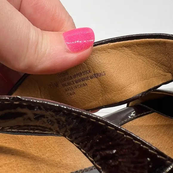 Sofft Patent Leather Grommet Cork Wedges