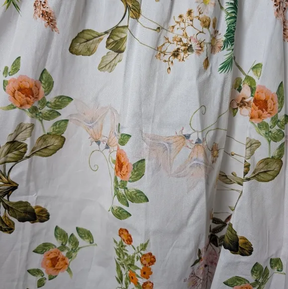 Sofia Made In Italy Dress Puff Sleeve Floral Mini White Orange Dress Resort Wear