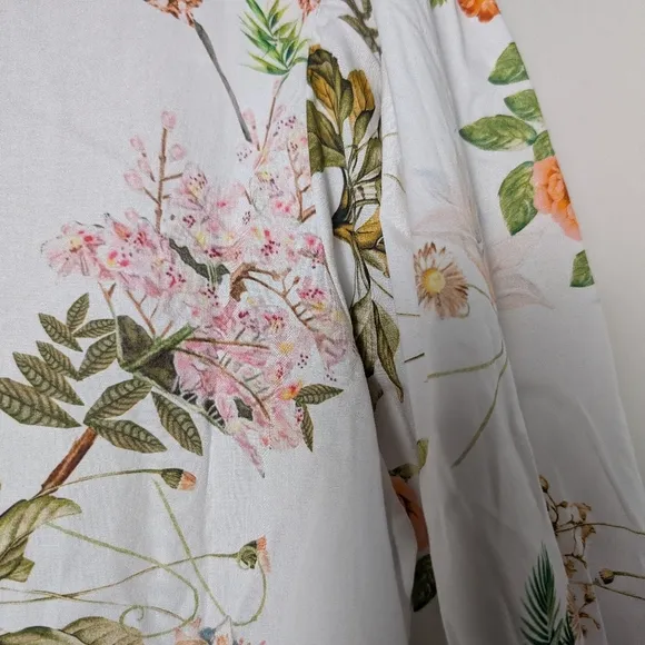 Sofia Made In Italy Dress Puff Sleeve Floral Mini White Orange Dress Resort Wear