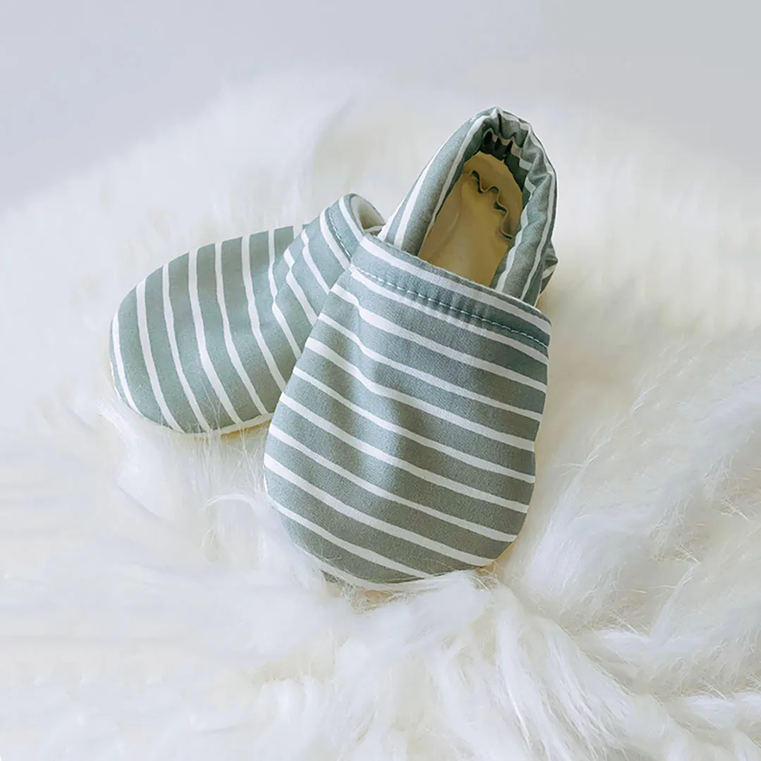 Soft Sole Baby Shoes - Green Stripe