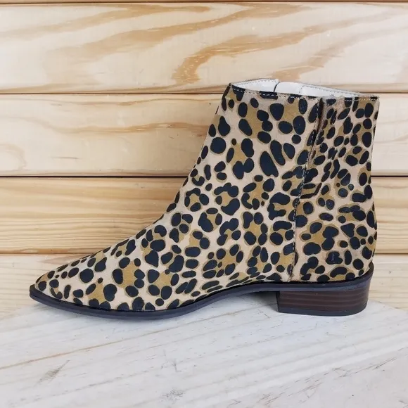 Sole Society 6 US Cadyna Suede Leopard Ankle Bootie Boot Block Heel Side Zip NEW