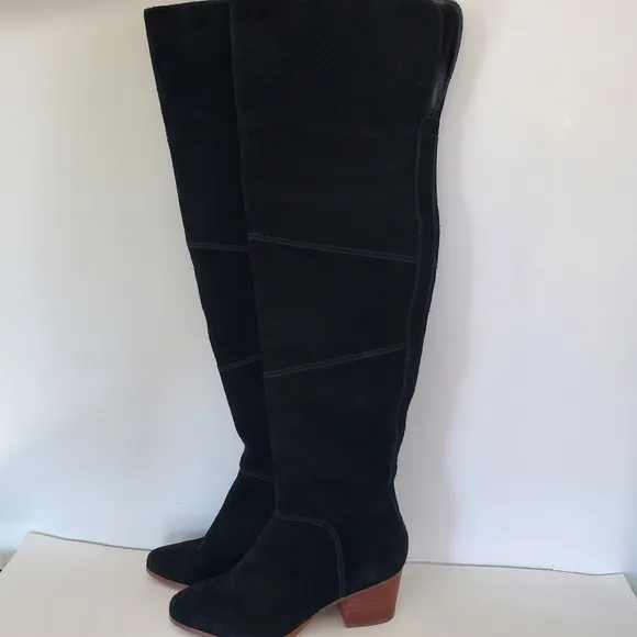 SOLE SOCIETY Melbourne Black Cow Suede Over the Knee Boots Sz 6.5 Side Zip EUC