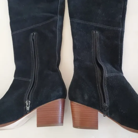 SOLE SOCIETY Melbourne Black Cow Suede Over the Knee Boots Sz 6.5 Side Zip EUC