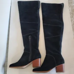 SOLE SOCIETY Melbourne Black Cow Suede Over the Knee Boots Sz 6.5 Side Zip EUC