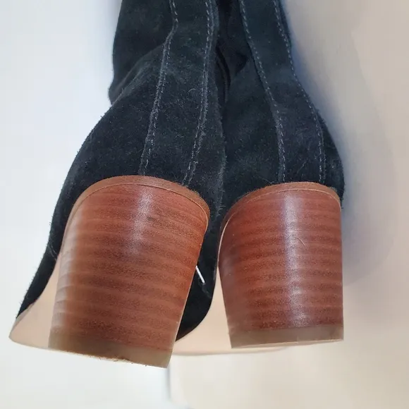 SOLE SOCIETY Melbourne Black Cow Suede Over the Knee Boots Sz 6.5 Side Zip EUC