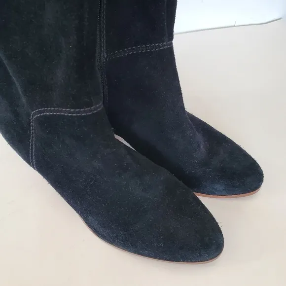 SOLE SOCIETY Melbourne Black Cow Suede Over the Knee Boots Sz 6.5 Side Zip EUC