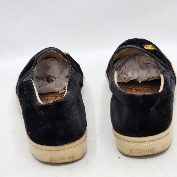 SOLUDOS Black Slip On Velvet Gold Beaded Embroidered Elephant Sneakers Size 9
