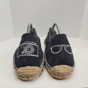 Soludos Womens Black Beige Camera Sunglasses Espadrille Comfort Flats Size 6