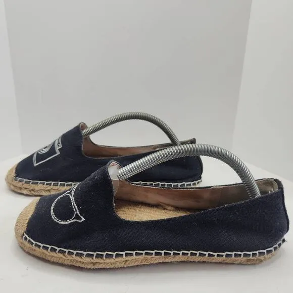 Soludos Womens Black Beige Camera Sunglasses Espadrille Comfort Flats Size 6