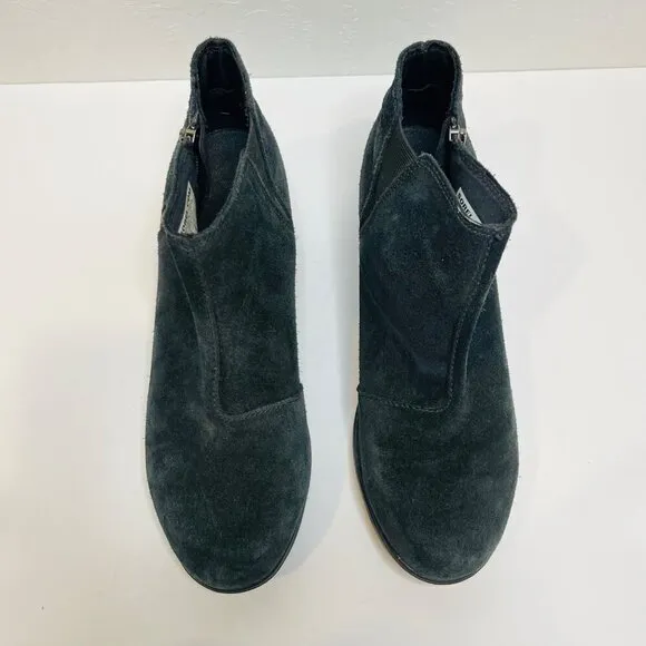 Sorel Evie Zip Black Suede Ankle black boots wedge comfort booties Size 9.5