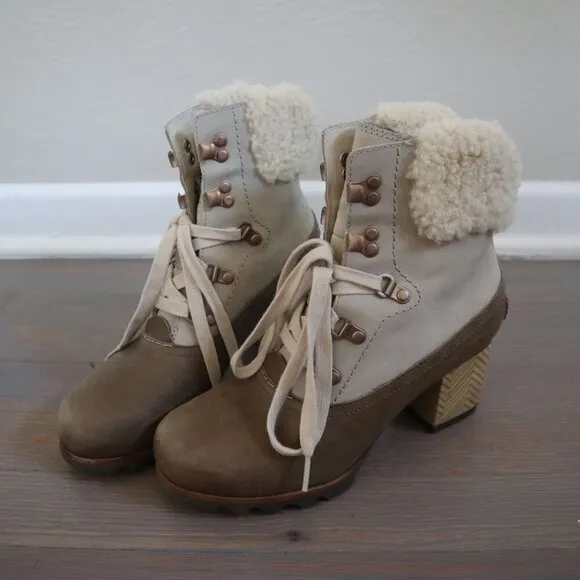 Sorel Jayne Shearling Collar Ankle Boots Size 7