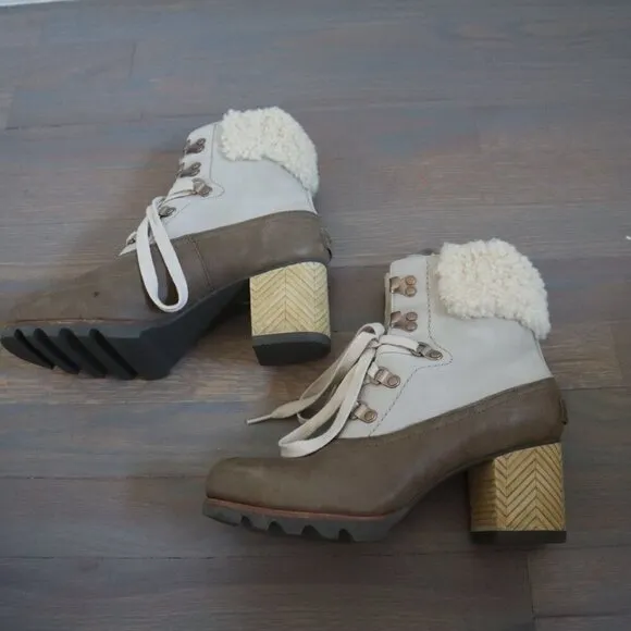 Sorel Jayne Shearling Collar Ankle Boots Size 7