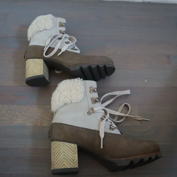 Sorel Jayne Shearling Collar Ankle Boots Size 7