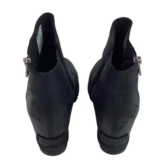 SOREL Joan Of Arctic Wedge ll Zip Nubuck Leather Boots Black