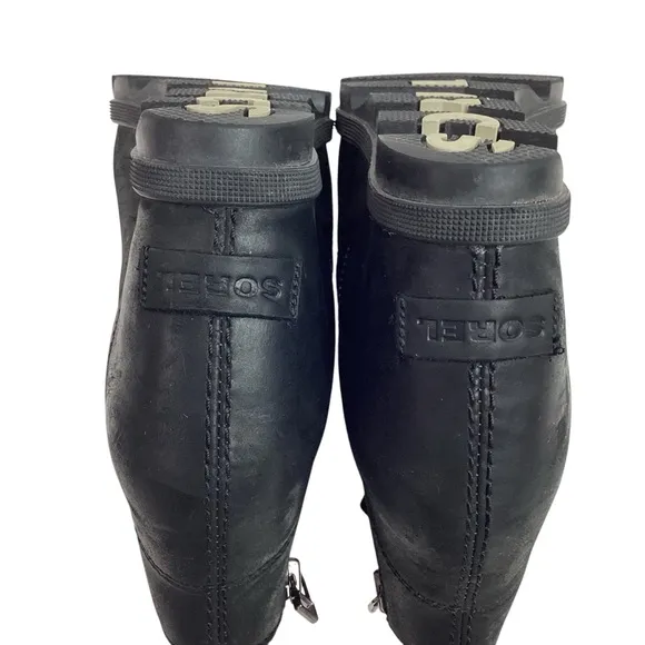 SOREL Joan Of Arctic Wedge ll Zip Nubuck Leather Boots Black