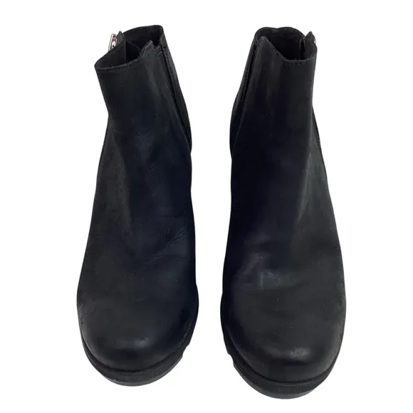 SOREL Joan Of Arctic Wedge ll Zip Nubuck Leather Boots Black