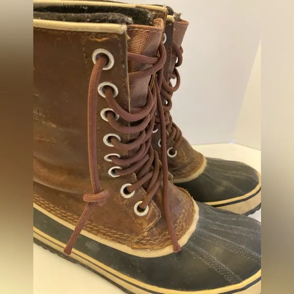 SOREL LTR 1964 Brown Leather Shaft Wool Lined Boots Women’s Size 9.5