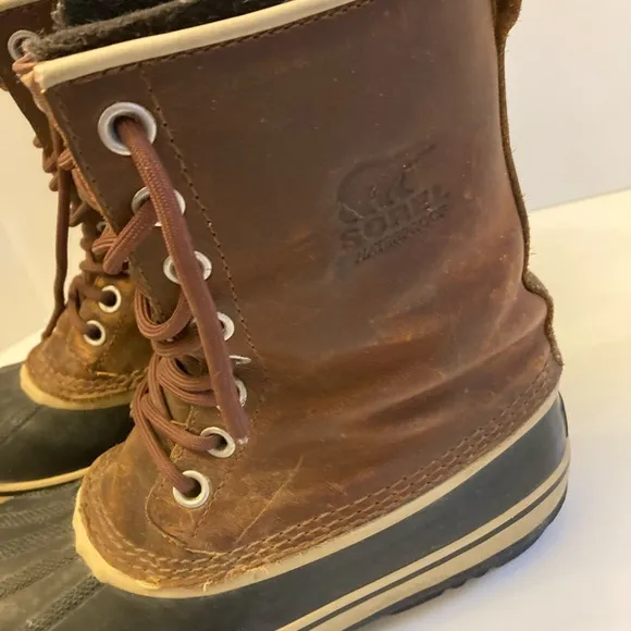 SOREL LTR 1964 Brown Leather Shaft Wool Lined Boots Women’s Size 9.5