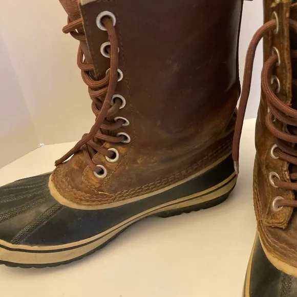 SOREL LTR 1964 Brown Leather Shaft Wool Lined Boots Women’s Size 9.5