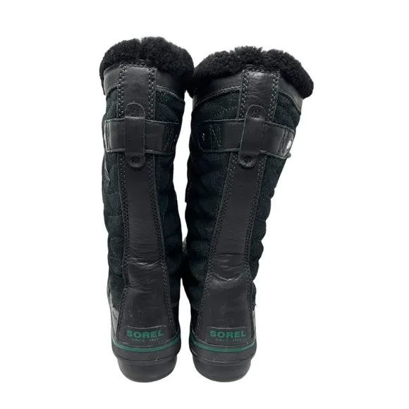 SOREL Tofino II Lux Leather Boots BLACK green EUC SZ8