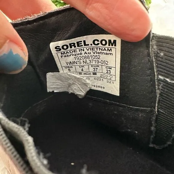 Sorel Women's Emelie Chelsea Leather Ankle Boots Weatherproof Quarry Black sz 6