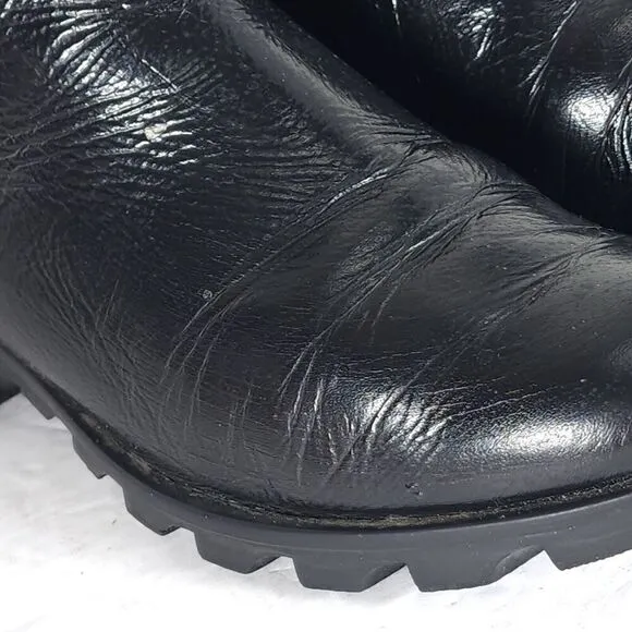 Sorel Women’s Emilie II US 8,5 Black Patent Leather Side Zip Ankle Boots Booties