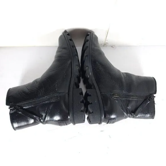 Sorel Women’s Emilie II US 8,5 Black Patent Leather Side Zip Ankle Boots Booties
