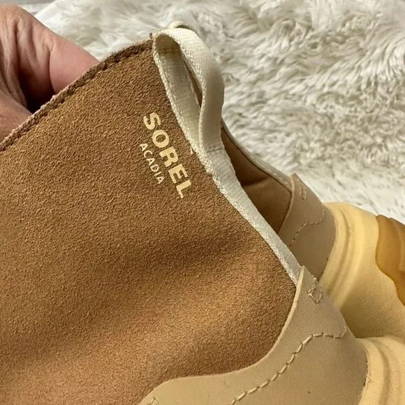 SOREL Kinetic Breakthrough Chunky Platform Boots Side Zip Tan Suede sz 10 womens