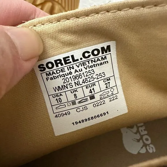 SOREL Kinetic Breakthrough Chunky Platform Boots Side Zip Tan Suede sz 10 womens
