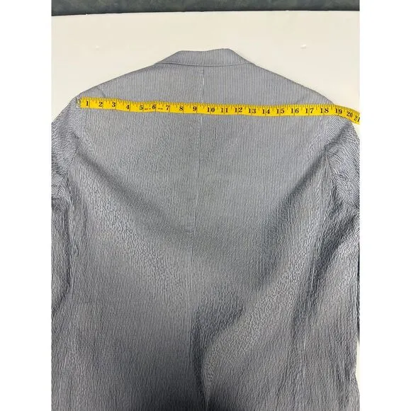 Southern Proper Gentleman's Jacket: Ticking Stripe Seersucker Blue White 44L
